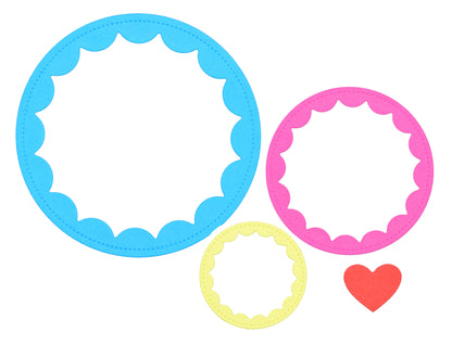 Stitched Scalloped Circle & Heart Metal Cutting Dies Set – Nested Layering Dies