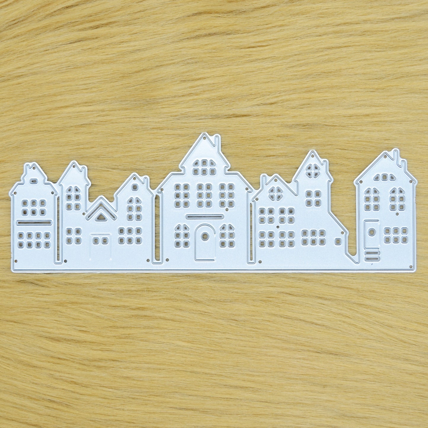 City Street Houses Border Metal Cutting Die – Town Skyline Scene Die