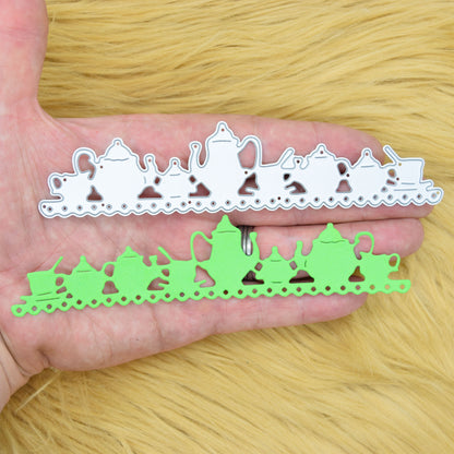 Teapot & Tea Cups Border Metal Cutting Die – Decorative Edge Strip