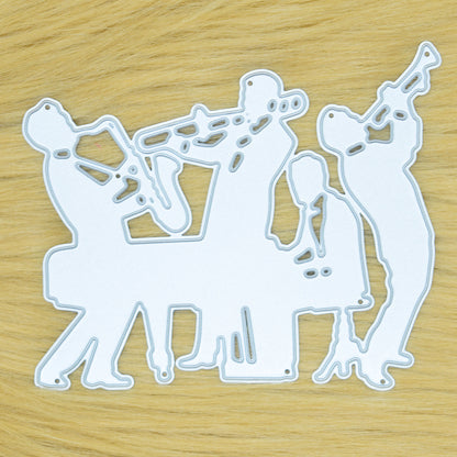 Jazz Band Silhouette Metal Cutting Die – Swing Music Piano & Brass
