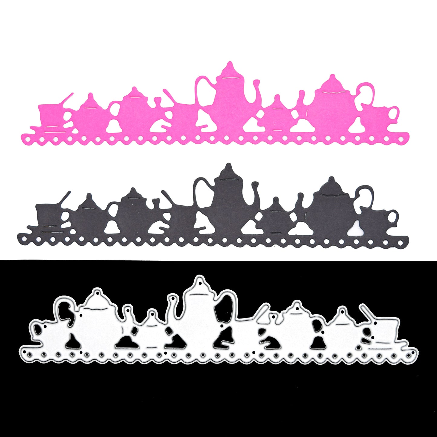 Teapot & Tea Cups Border Metal Cutting Die – Decorative Edge Strip