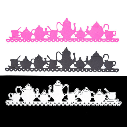 Teapot & Tea Cups Border Metal Cutting Die – Decorative Edge Strip