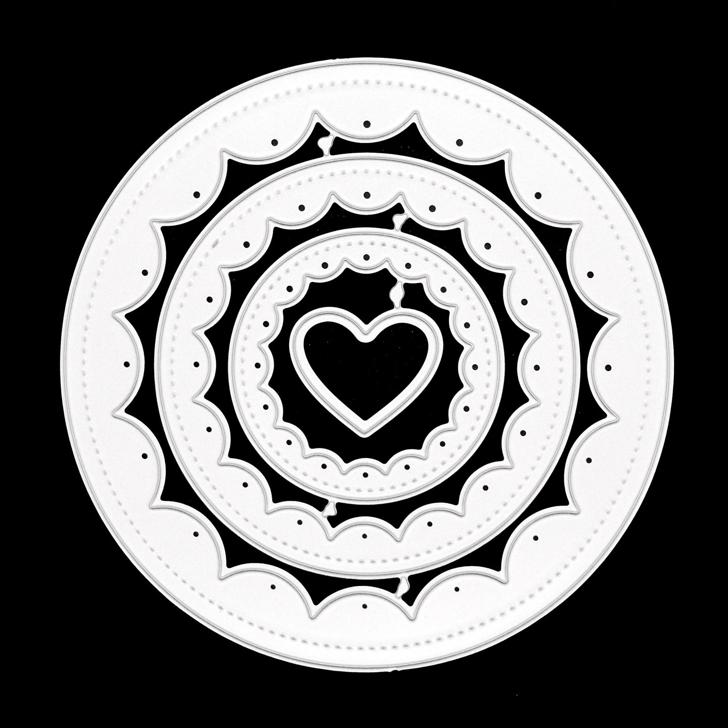 Stitched Scalloped Circle & Heart Metal Cutting Dies Set – Nested Layering Dies