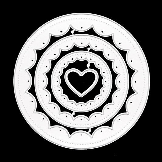 Stitched Scalloped Circle & Heart Metal Cutting Dies Set – Nested Layering Dies