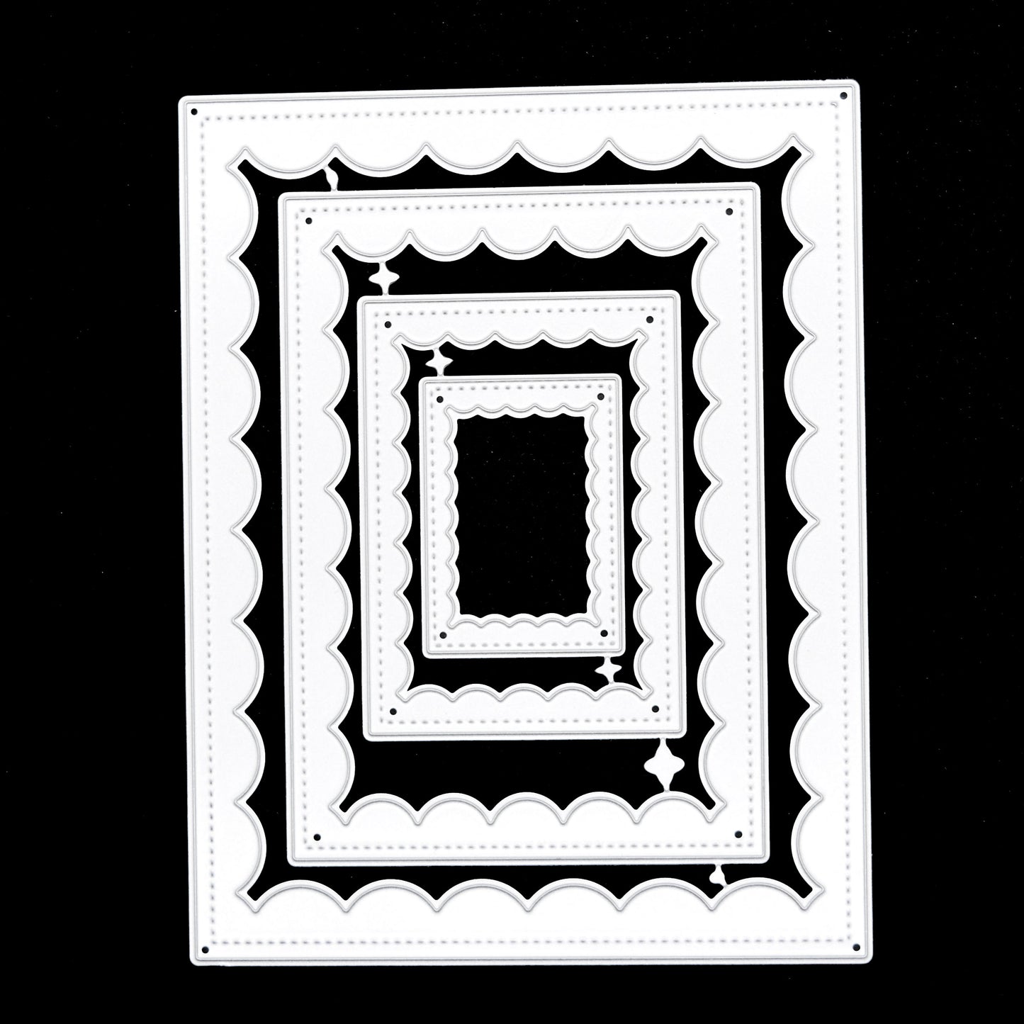 Nest of 4 Rectangle Stitch & Scallop Frame Metal Cutting Dies – Layered Card Frames