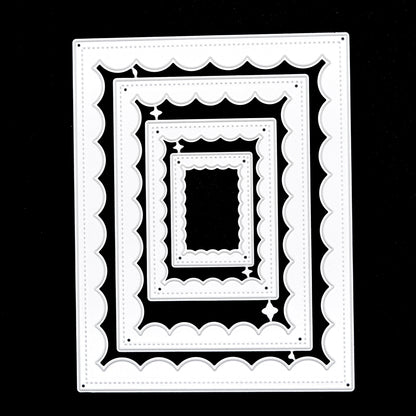 Nest of 4 Rectangle Stitch & Scallop Frame Metal Cutting Dies – Layered Card Frames