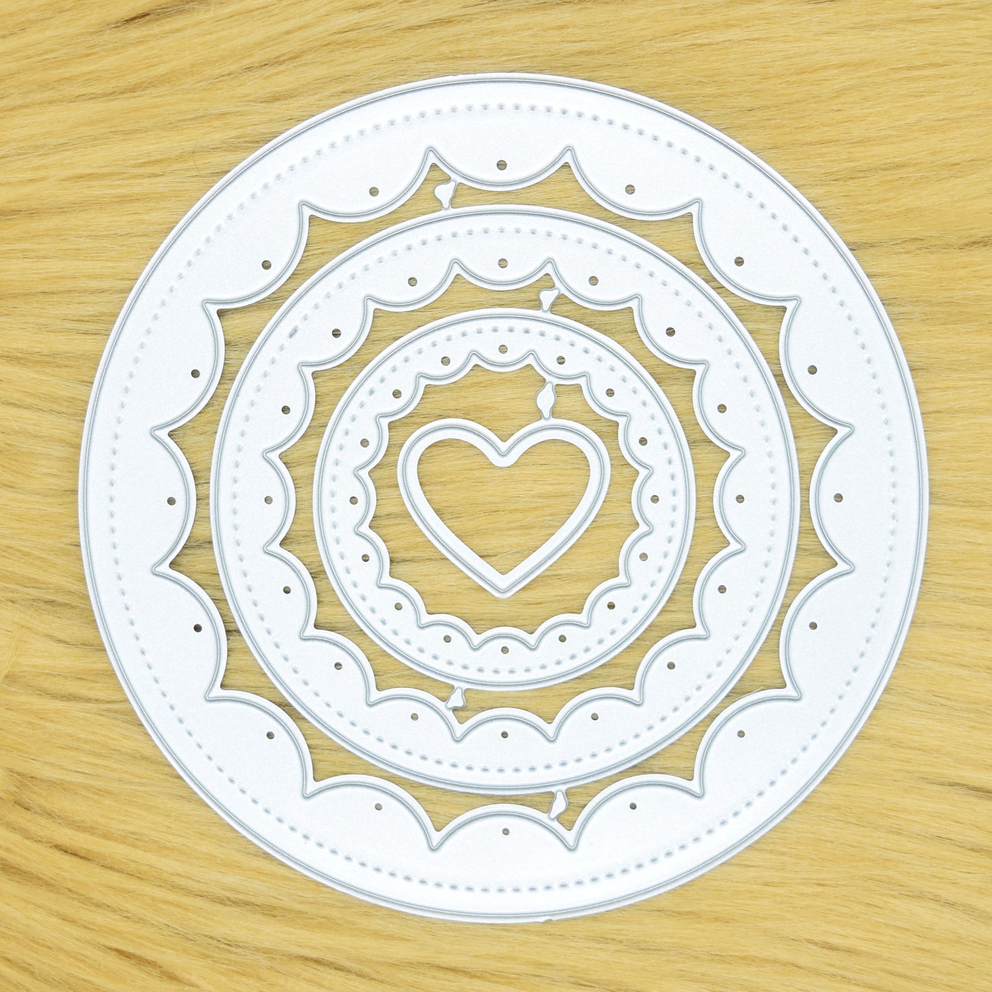 Stitched Scalloped Circle & Heart Metal Cutting Dies Set – Nested Layering Dies