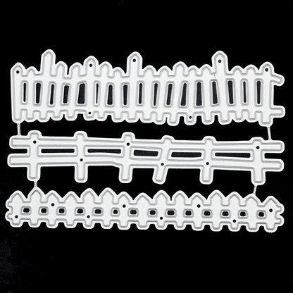 3 Picket Fence Metal Cutting Dies – Garden Border Craft Set