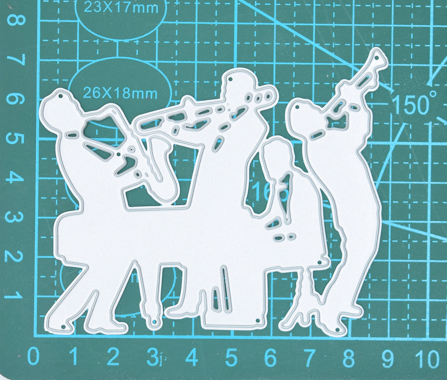 Jazz Band Silhouette Metal Cutting Die – Swing Music Piano & Brass
