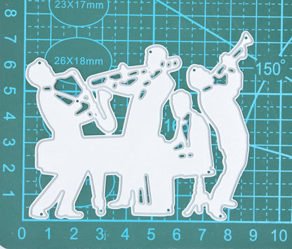 Jazz Band Silhouette Metal Cutting Die – Swing Music Piano & Brass