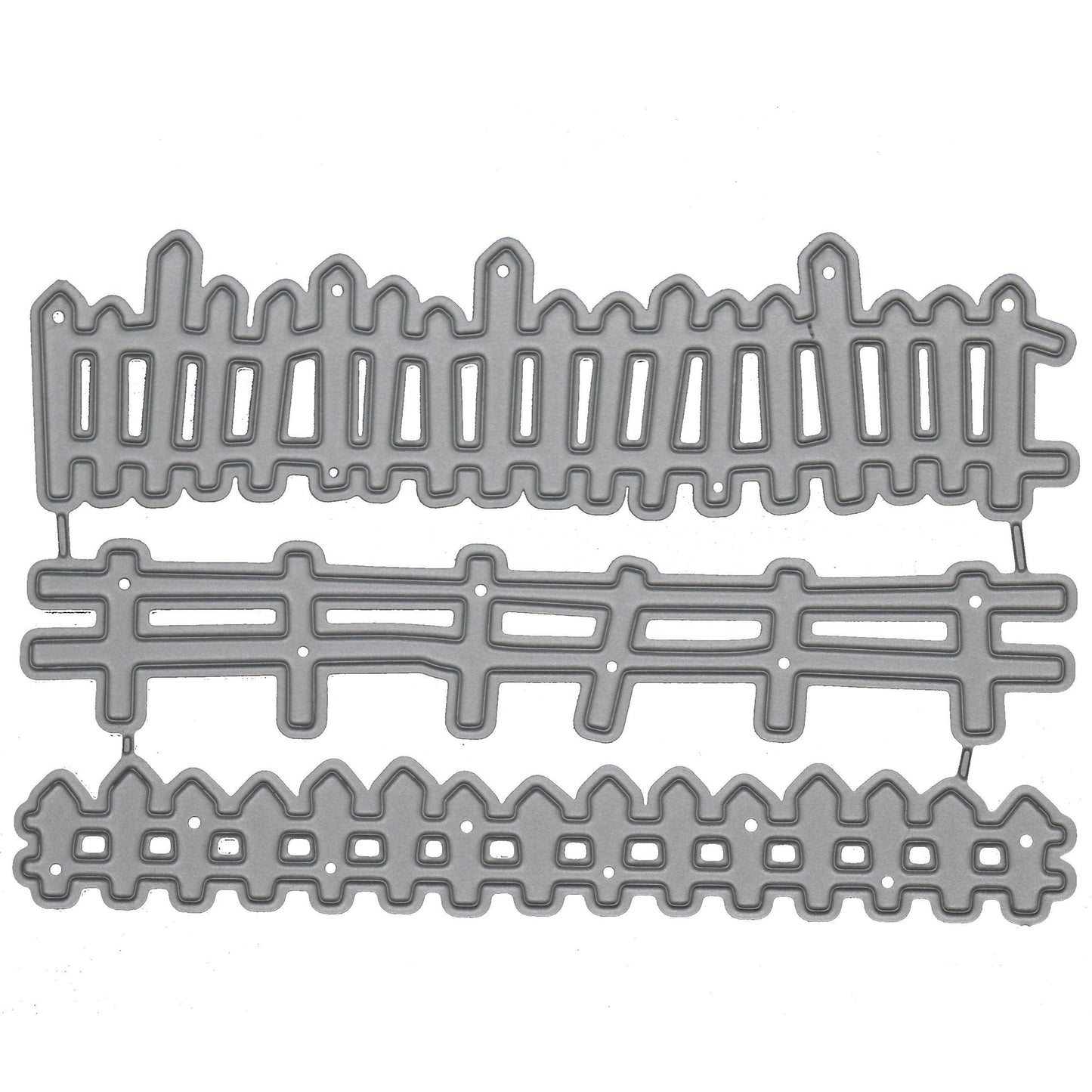 3 Picket Fence Metal Cutting Dies – Garden Border Craft Set