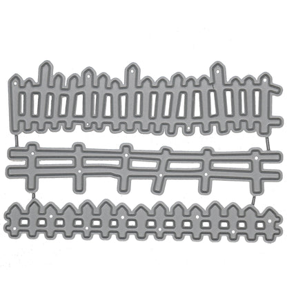 3 Picket Fence Metal Cutting Dies – Garden Border Craft Set
