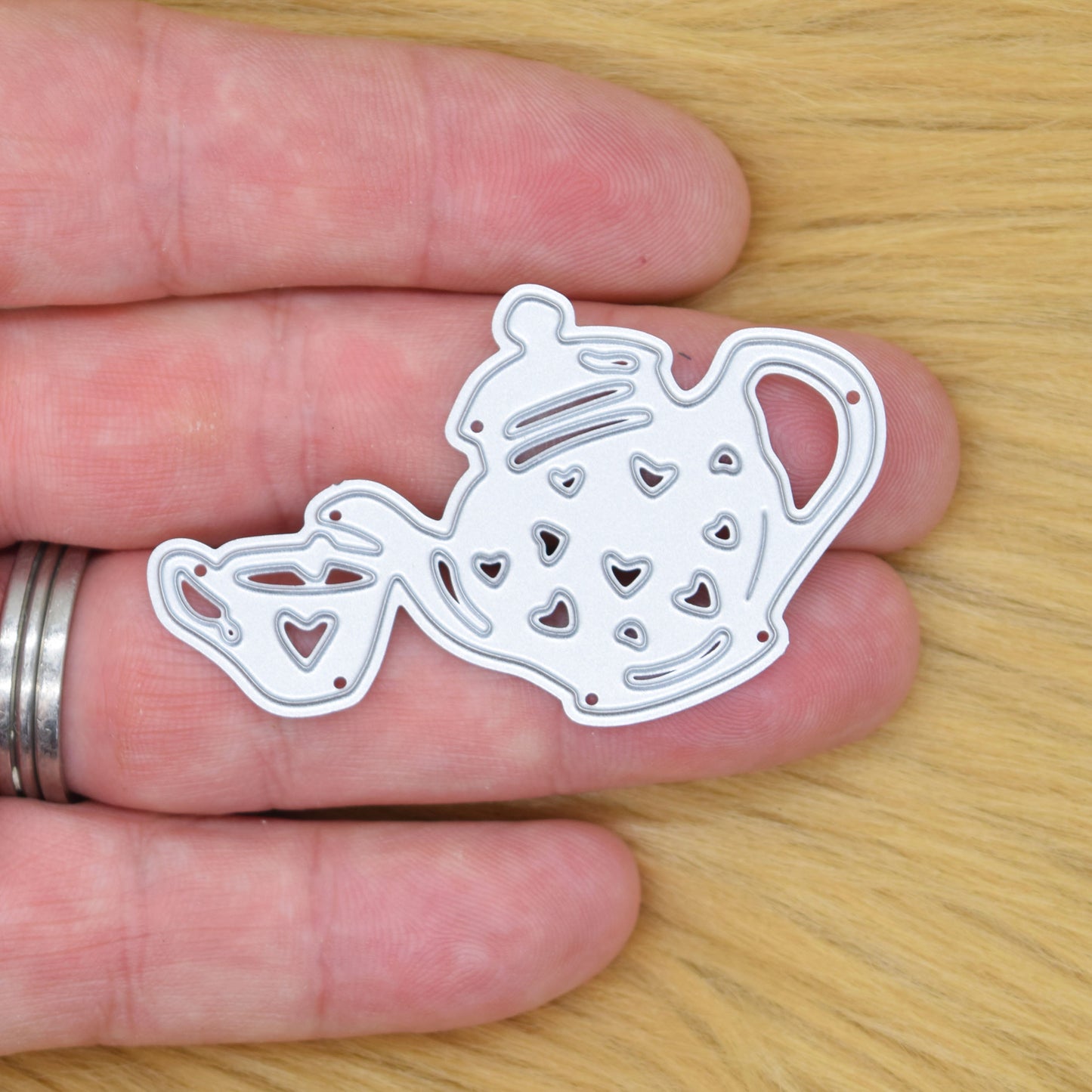 Pouring Teapot & Tea Cup Metal Cutting Die – Heart Tea Design