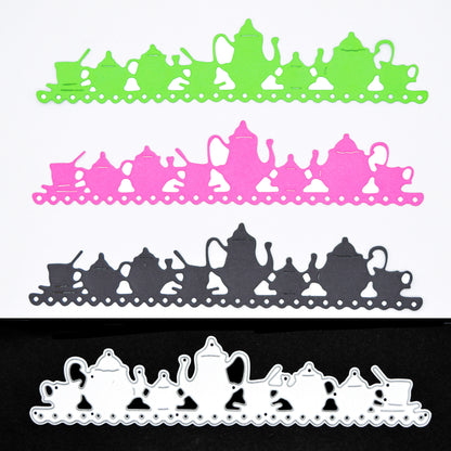 Teapot & Tea Cups Border Metal Cutting Die – Decorative Edge Strip