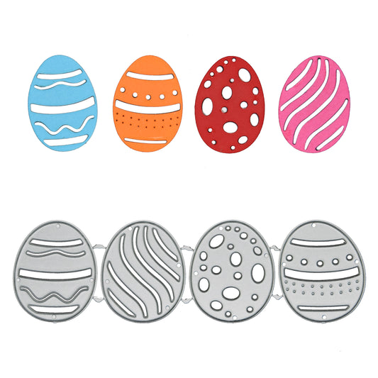 Decorative Easter Egg Metal Cutting Dies – Set of 4 Patterned Eggs