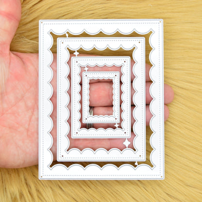 Nest of 4 Rectangle Stitch & Scallop Frame Metal Cutting Dies – Layered Card Frames