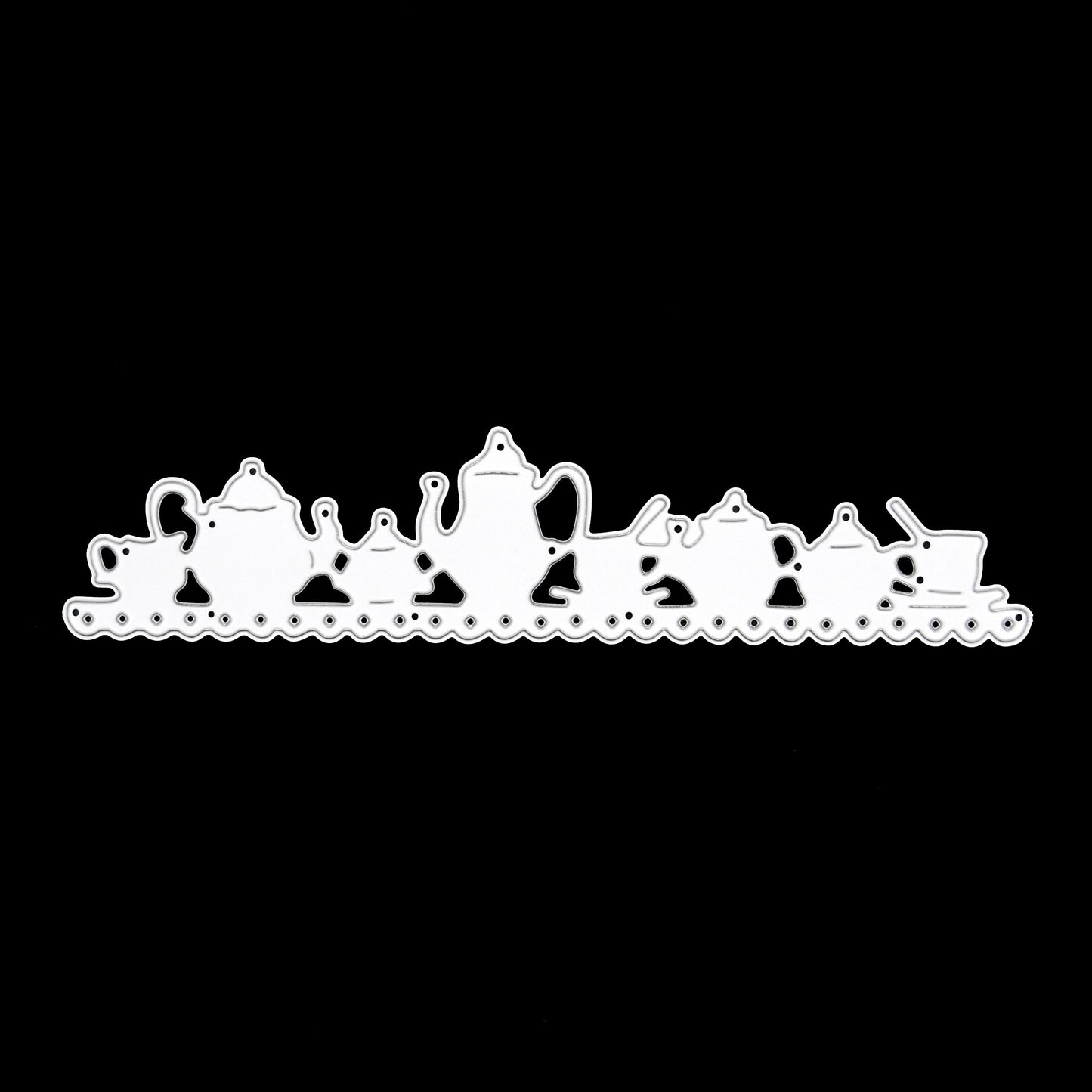Teapot & Tea Cups Border Metal Cutting Die – Decorative Edge Strip