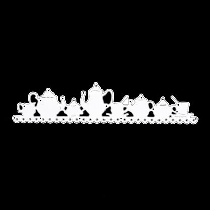 Teapot & Tea Cups Border Metal Cutting Die – Decorative Edge Strip