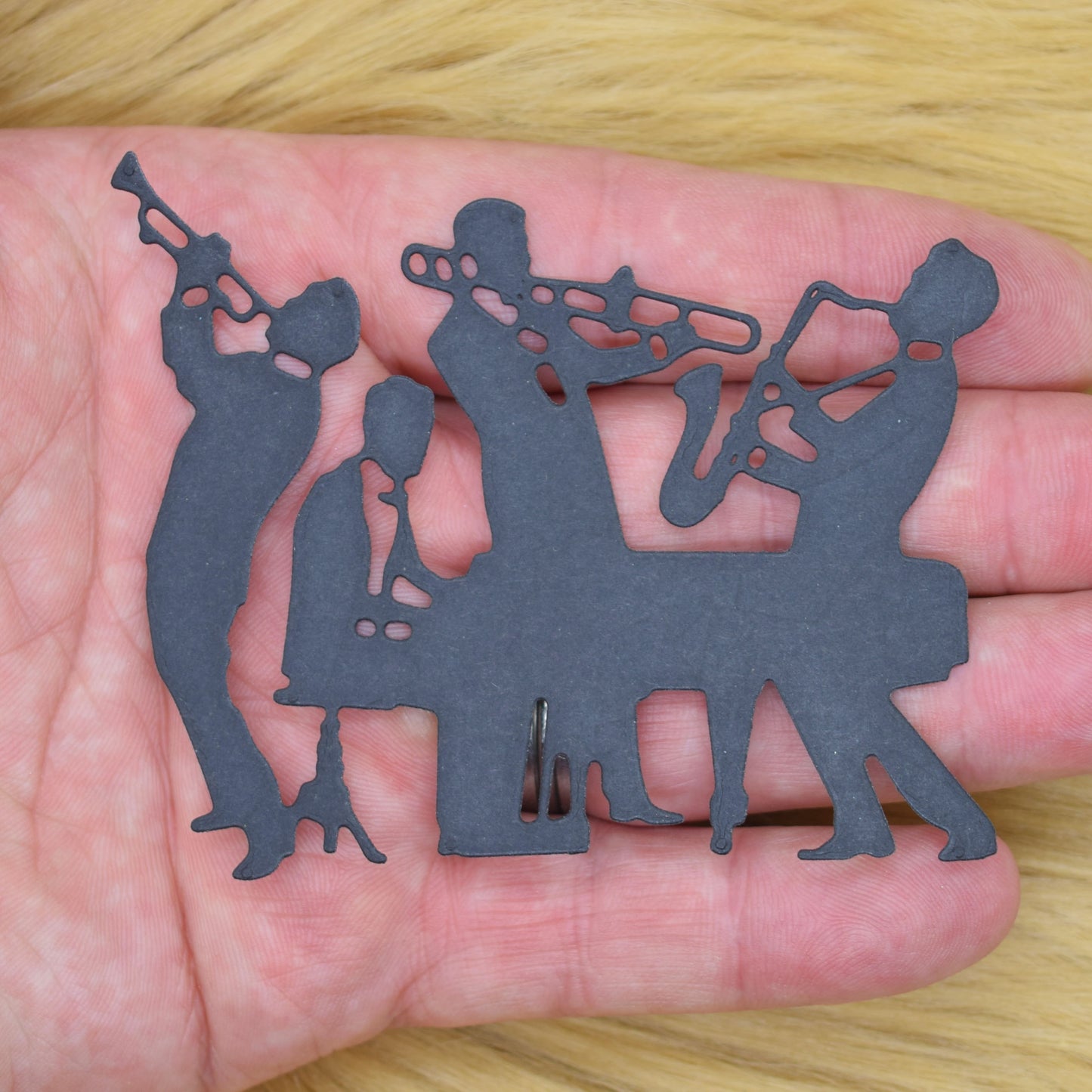 Jazz Band Silhouette Metal Cutting Die – Swing Music Piano & Brass
