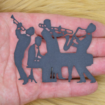 Jazz Band Silhouette Metal Cutting Die – Swing Music Piano & Brass