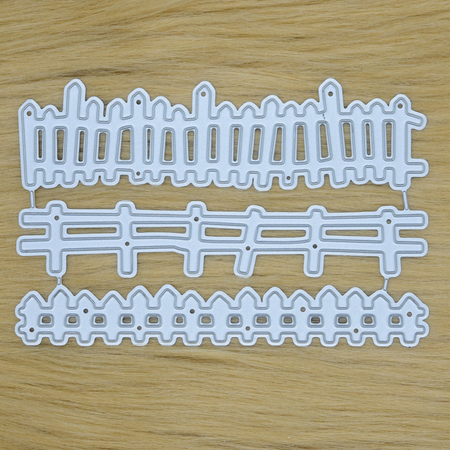 3 Picket Fence Metal Cutting Dies – Garden Border Craft Set