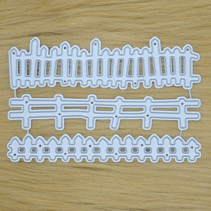 3 Picket Fence Metal Cutting Dies – Garden Border Craft Set