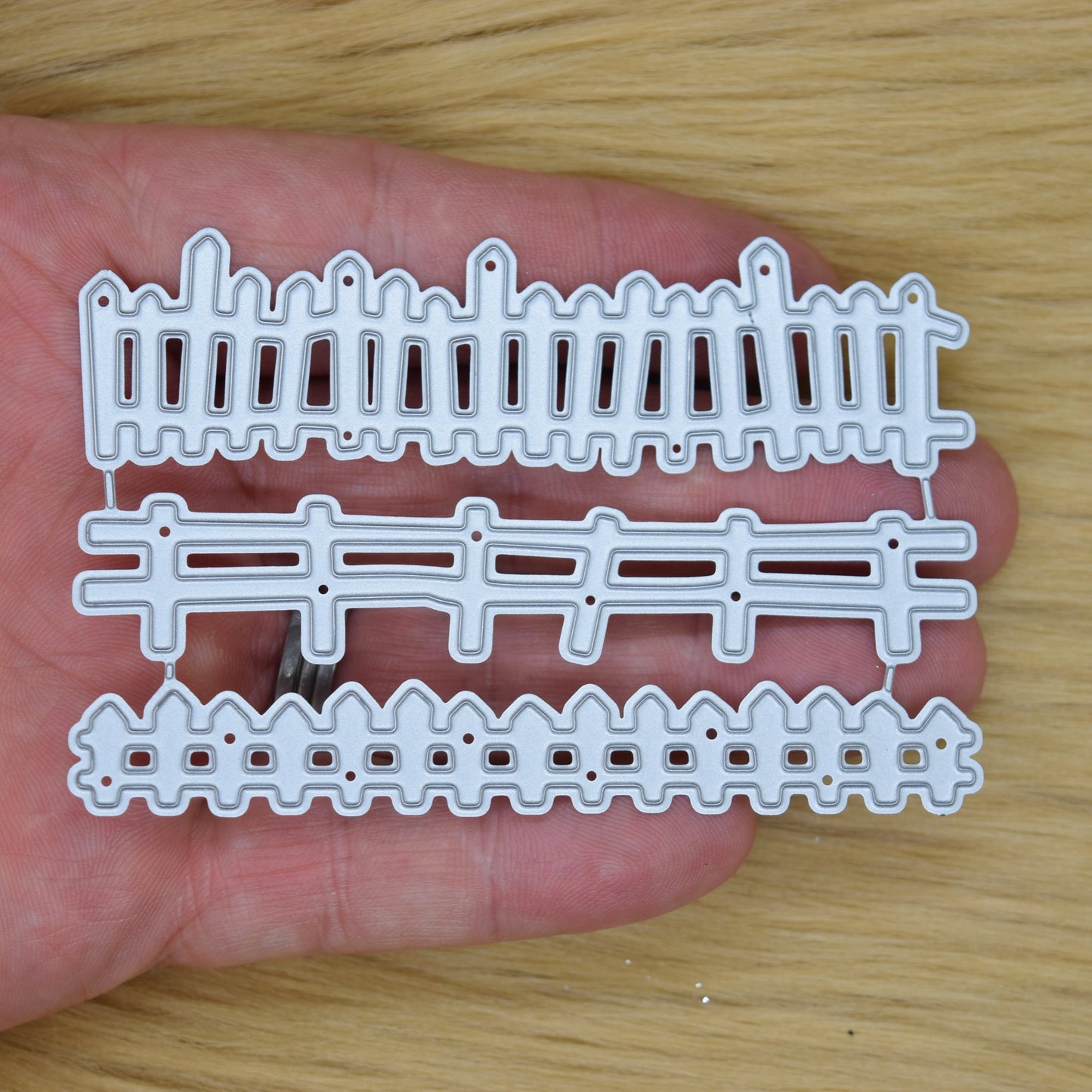 3 Picket Fence Metal Cutting Dies – Garden Border Craft Set