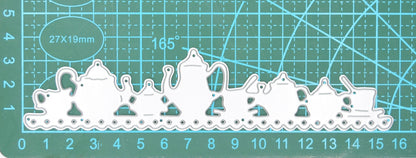 Teapot & Tea Cups Border Metal Cutting Die – Decorative Edge Strip