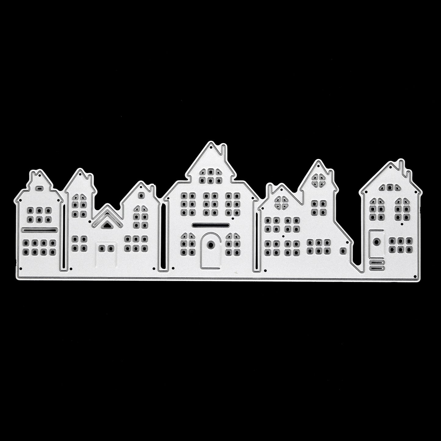 City Street Houses Border Metal Cutting Die – Town Skyline Scene Die