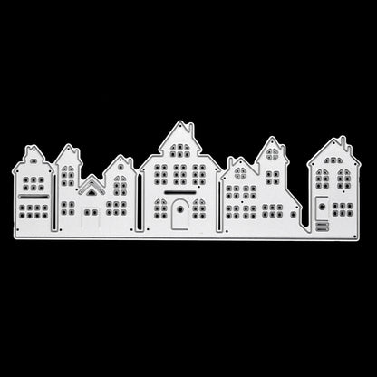 City Street Houses Border Metal Cutting Die – Town Skyline Scene Die