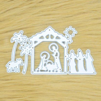 Christmas Stable Nativity Scene Metal Cutting Die – Holy Family & Wise Men