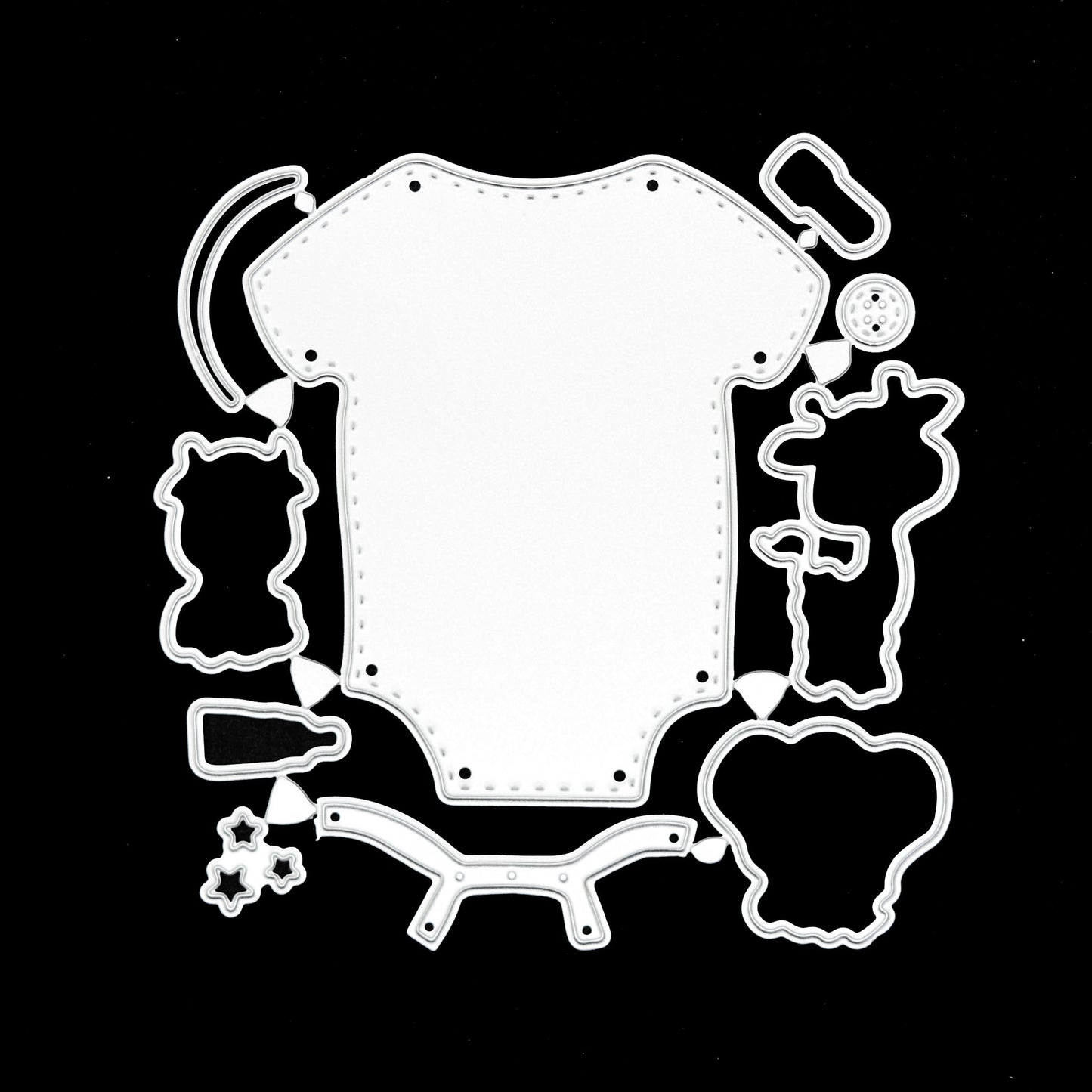 Babygrow Metal Cutting Die Set – Baby Clothes with Giraffe, Elephant & Calf