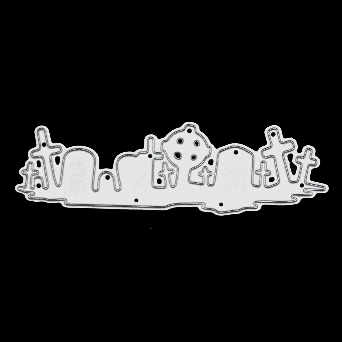 Graveyard Silhouette Metal Cutting Die – Halloween Tombstones Scene Border