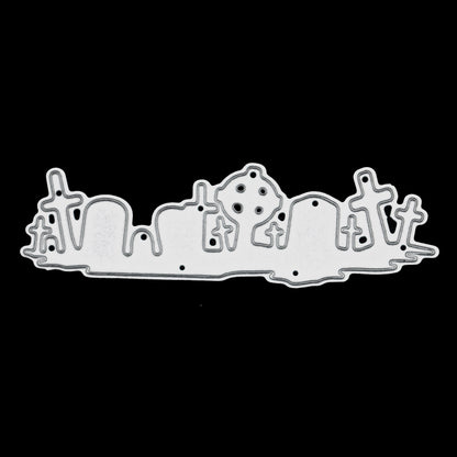 Graveyard Silhouette Metal Cutting Die – Halloween Tombstones Scene Border