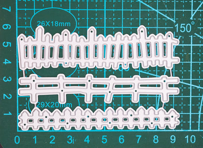 3 Picket Fence Metal Cutting Dies – Garden Border Craft Set