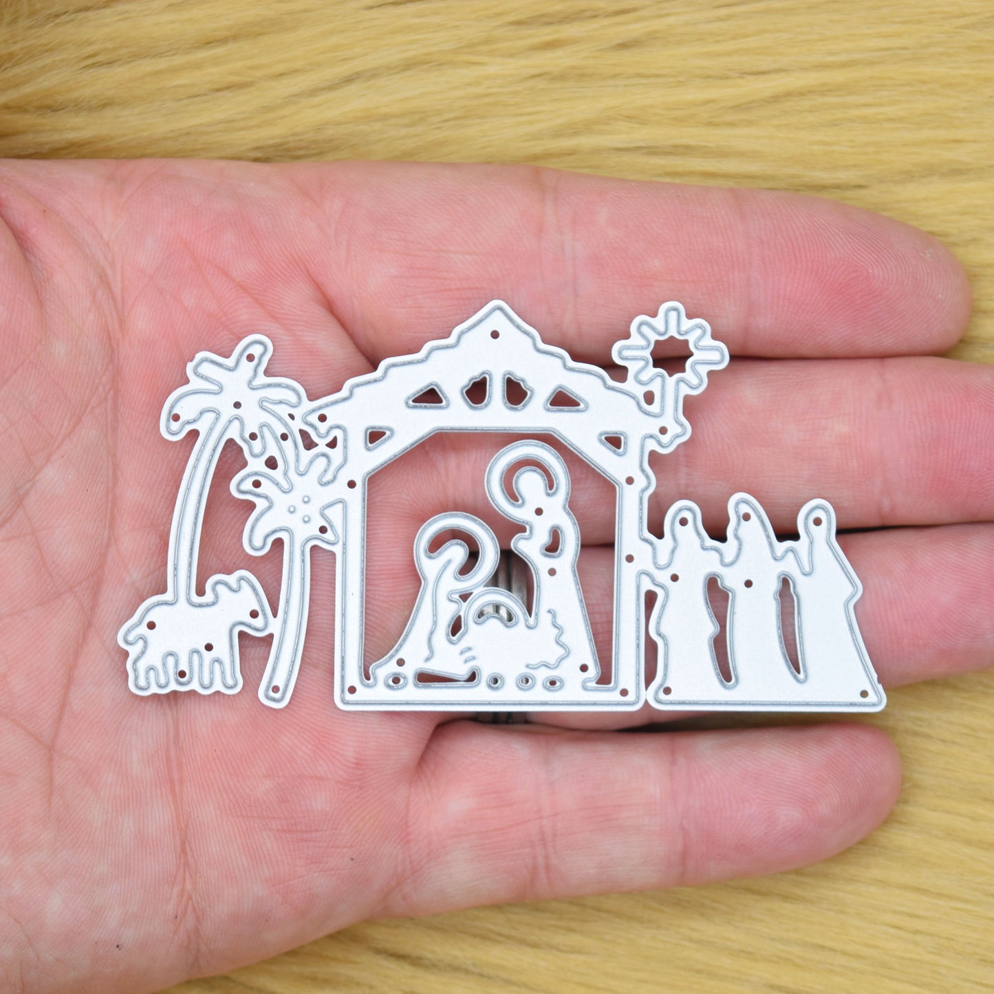 Christmas Stable Nativity Scene Metal Cutting Die – Holy Family & Wise Men