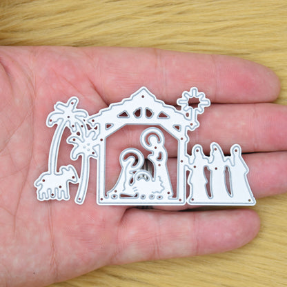 Christmas Stable Nativity Scene Metal Cutting Die – Holy Family & Wise Men