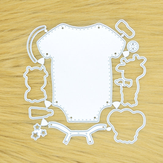 Babygrow Metal Cutting Die Set – Baby Clothes with Giraffe, Elephant & Calf