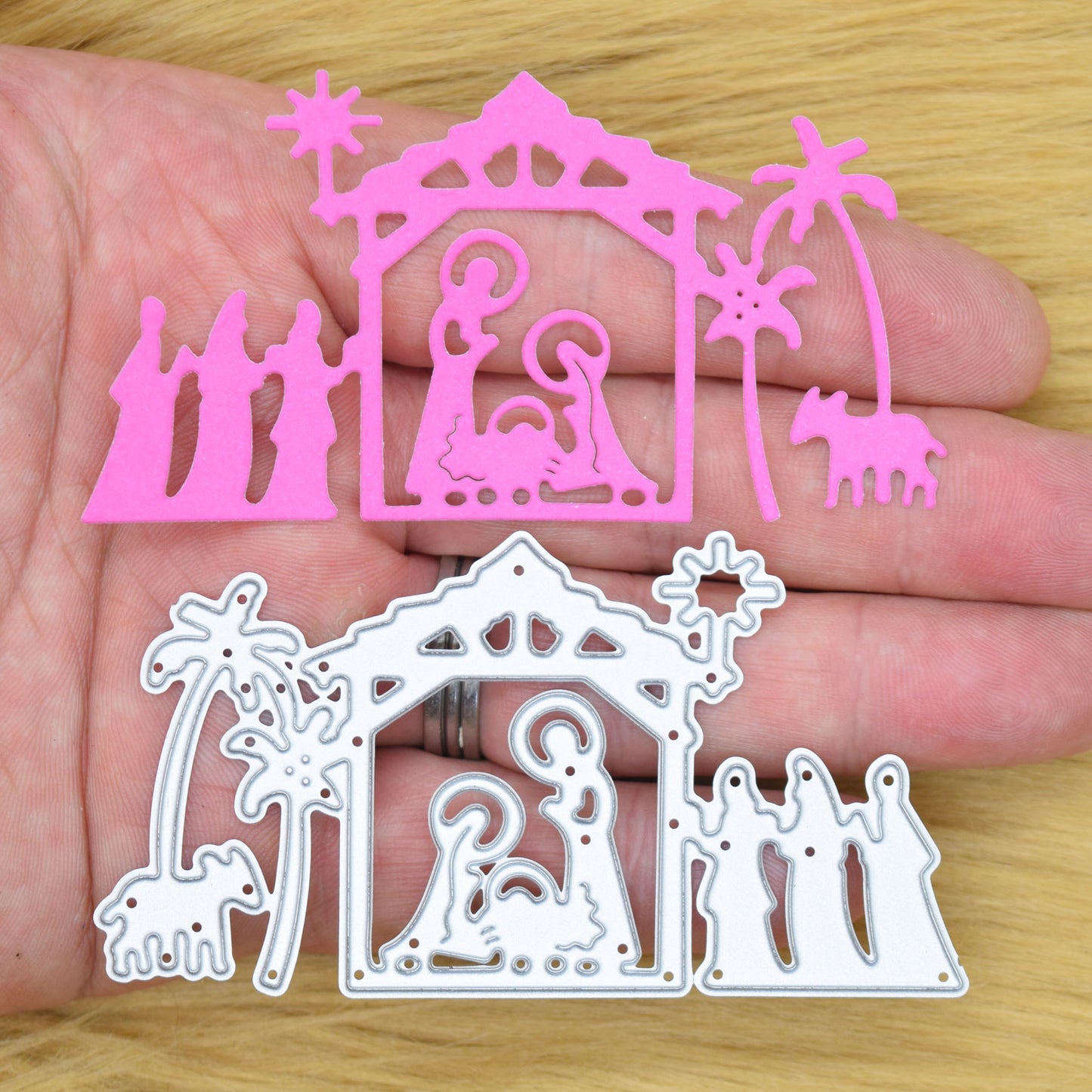 Christmas Stable Nativity Scene Metal Cutting Die – Holy Family & Wise Men