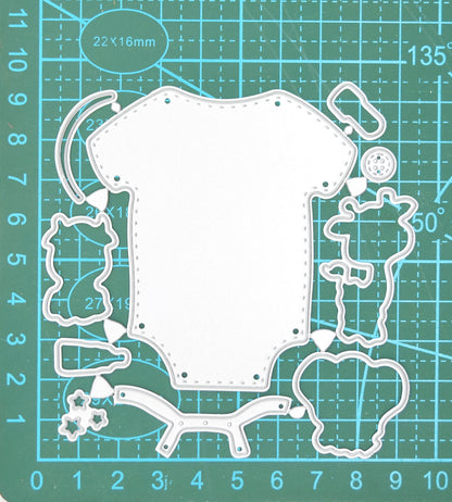 Babygrow Metal Cutting Die Set – Baby Clothes with Giraffe, Elephant & Calf