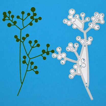 Berry Foliage Branch Metal Cutting Die – Leaf Sprig Craft Die