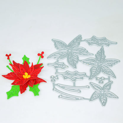 3D Poinsettia Flower Metal Cutting Dies – Layered Christmas Set
