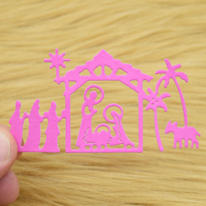 Christmas Stable Nativity Scene Metal Cutting Die – Holy Family & Wise Men