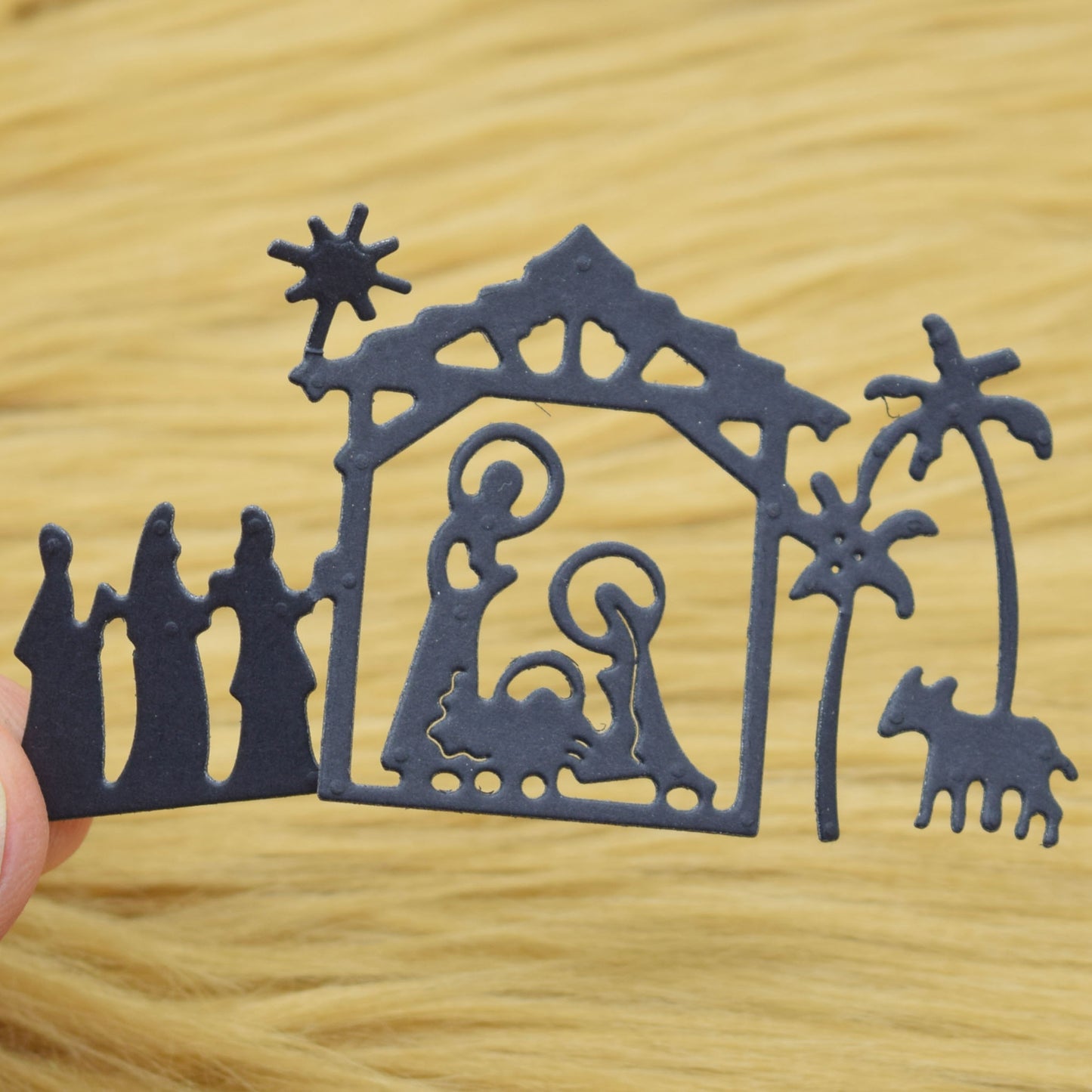 Christmas Stable Nativity Scene Metal Cutting Die – Holy Family & Wise Men