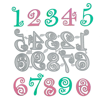 Decorative Numbers Metal Cutting Dies – Swirl Number Set for Card Making