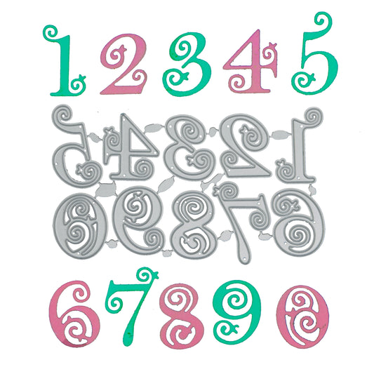 Decorative Numbers Metal Cutting Dies – Swirl Number Set for Card Making