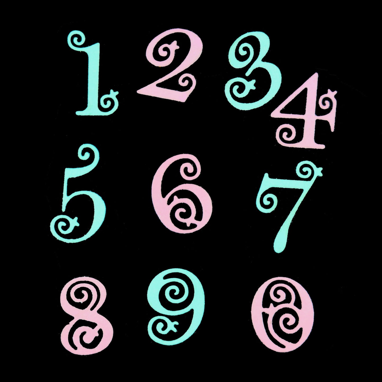 Decorative Numbers Metal Cutting Dies – Swirl Number Set for Card Making