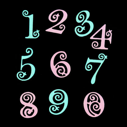 Decorative Numbers Metal Cutting Dies – Swirl Number Set for Card Making