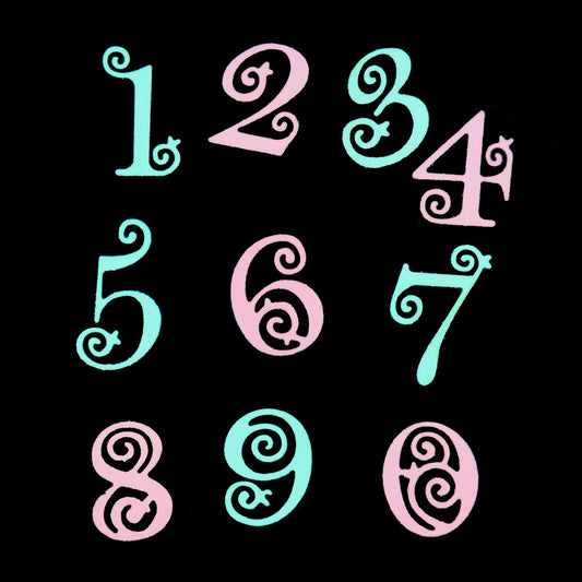 Decorative Numbers Metal Cutting Dies – Swirl Number Set for Card Making