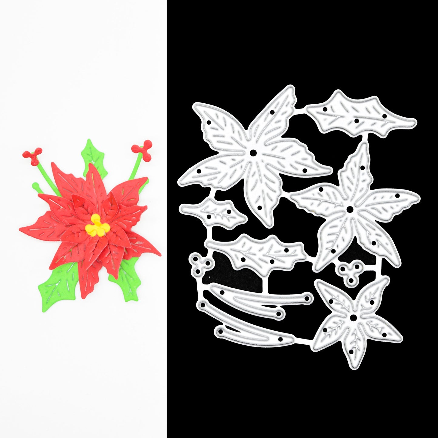 3D Poinsettia Flower Metal Cutting Dies – Layered Christmas Set